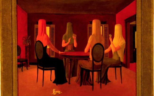 The Card Players, Oil on board, 17.625×19.875 inches, 1972